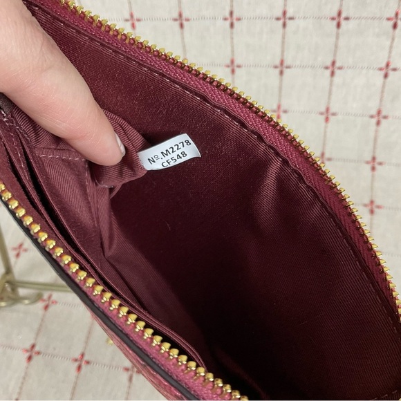 COACH Canvas & Leather Corner Zip Wristlet Small Wallet Clutch CF548 Pink Gold - Picture 5 of 5